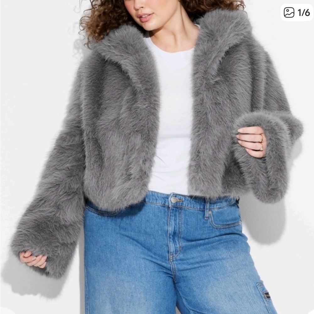 Wild Fable Faux Fur Jacket - Grey S
